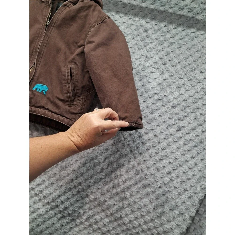 BERNE Coat Boys Sz 3T Toddler Duck Canvas Quilted Zip Work Chore Jacket Hooded